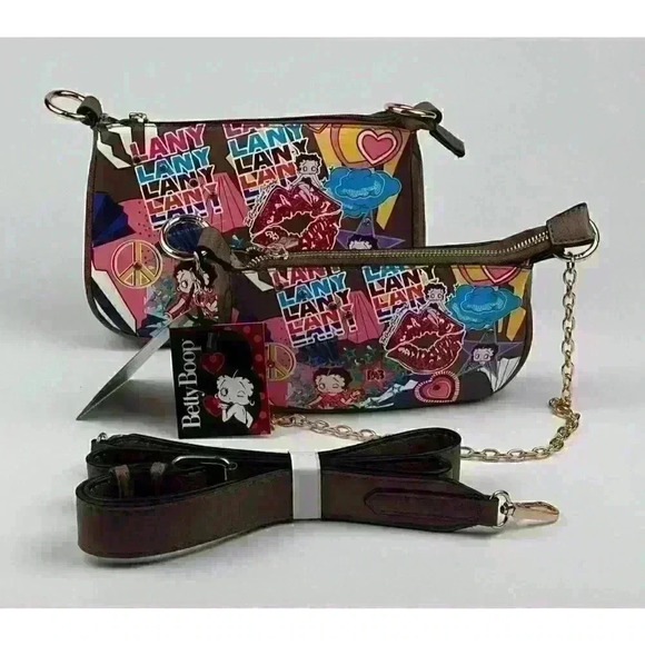 NEW! Betty Boop Womens Lany Vegan Crossbody with Chain Shoulder Bag - Picture 2 of 5